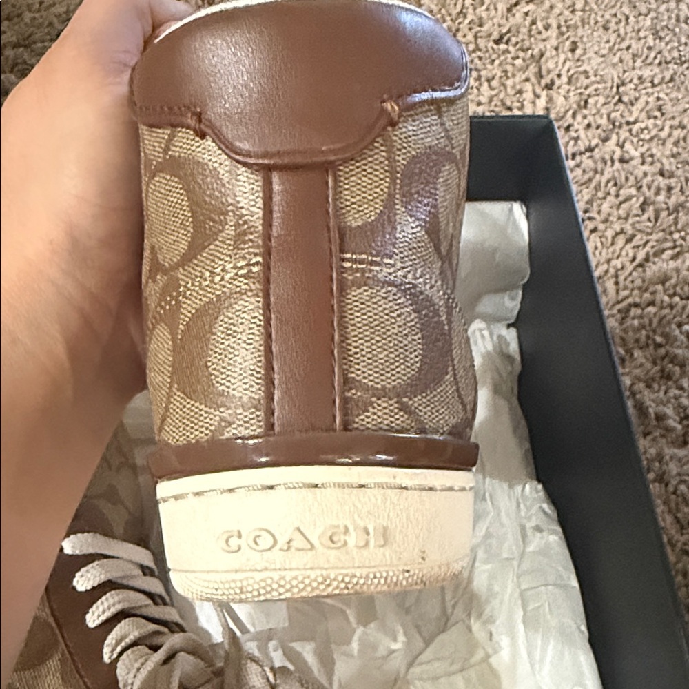 Coach Brown and Cream High-Top Sneakers - Picture 4 of 6
